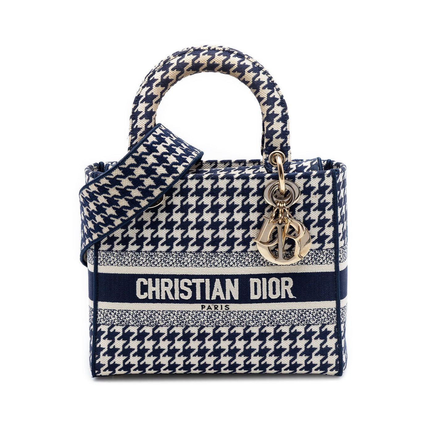 Medium Embroidered Canvas Houndstooth Lady Dior - Image 1