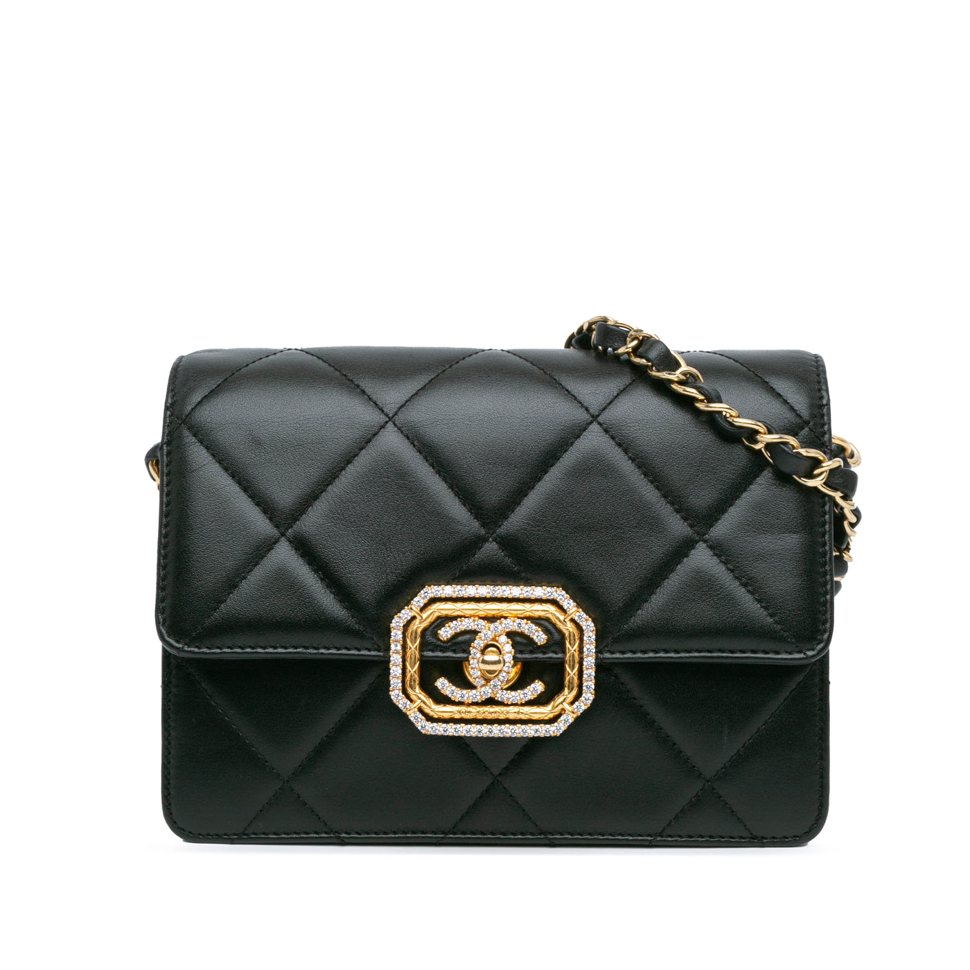 Quilted Lambskin Octagonal Buckle Crossbody - Image 1