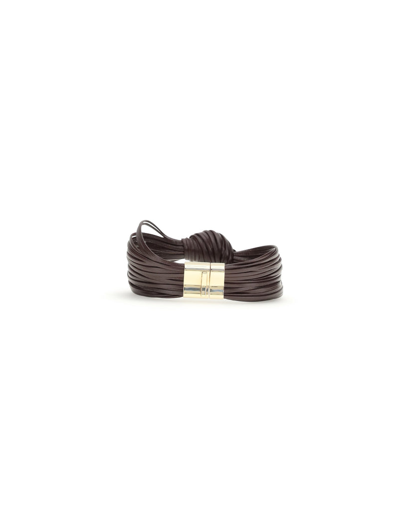 Bottega Veneta Knot Bracelet — Brown Silver Bracelets