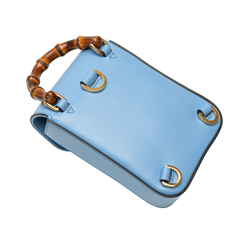 Mini Calfskin Bamboo Top Handle Bag - Image 11