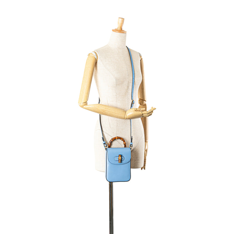 Mini Calfskin Bamboo Top Handle Bag - Image 12