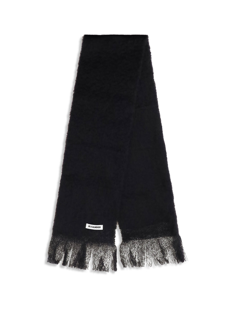 Jil Sander Wool With Logo Scarf — Black Ovis Aries Scarfs