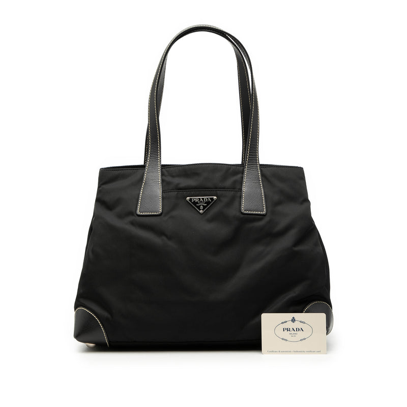 Saffiano Trimmed Tessuto Shopper Tote - Image 7