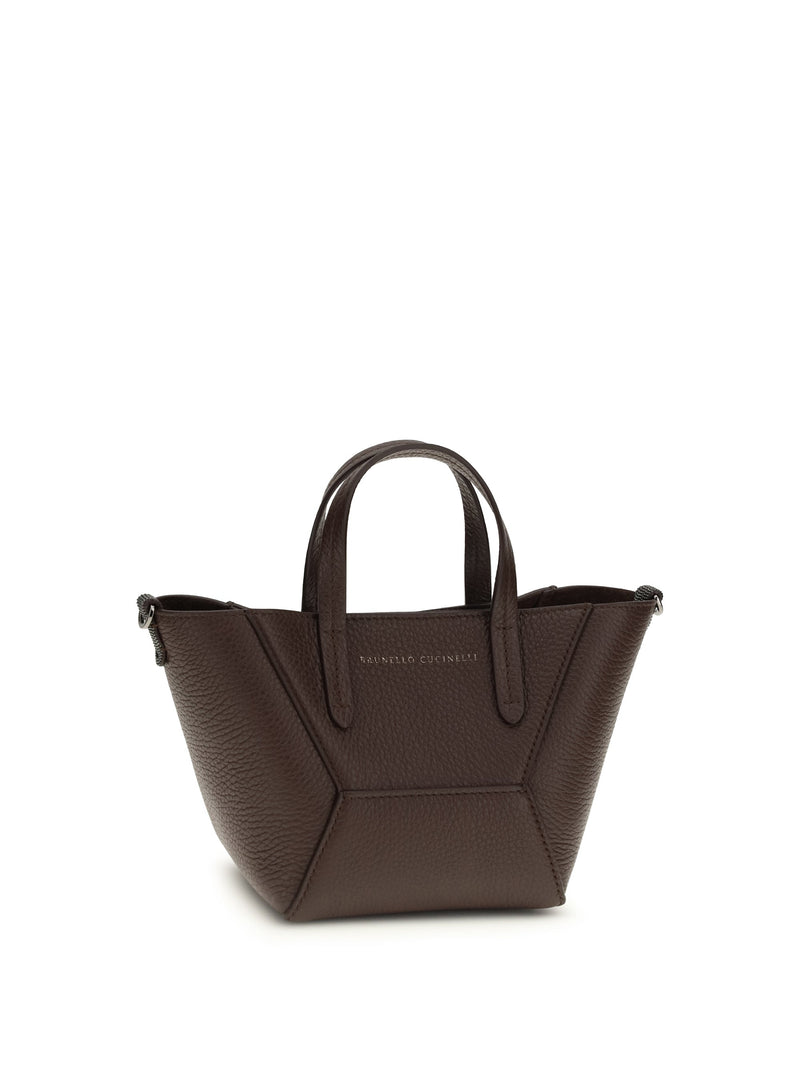 Brunello Cucinelli Pebbled Calf Leather Shoulder Bag — Burgundy Bos Taurus