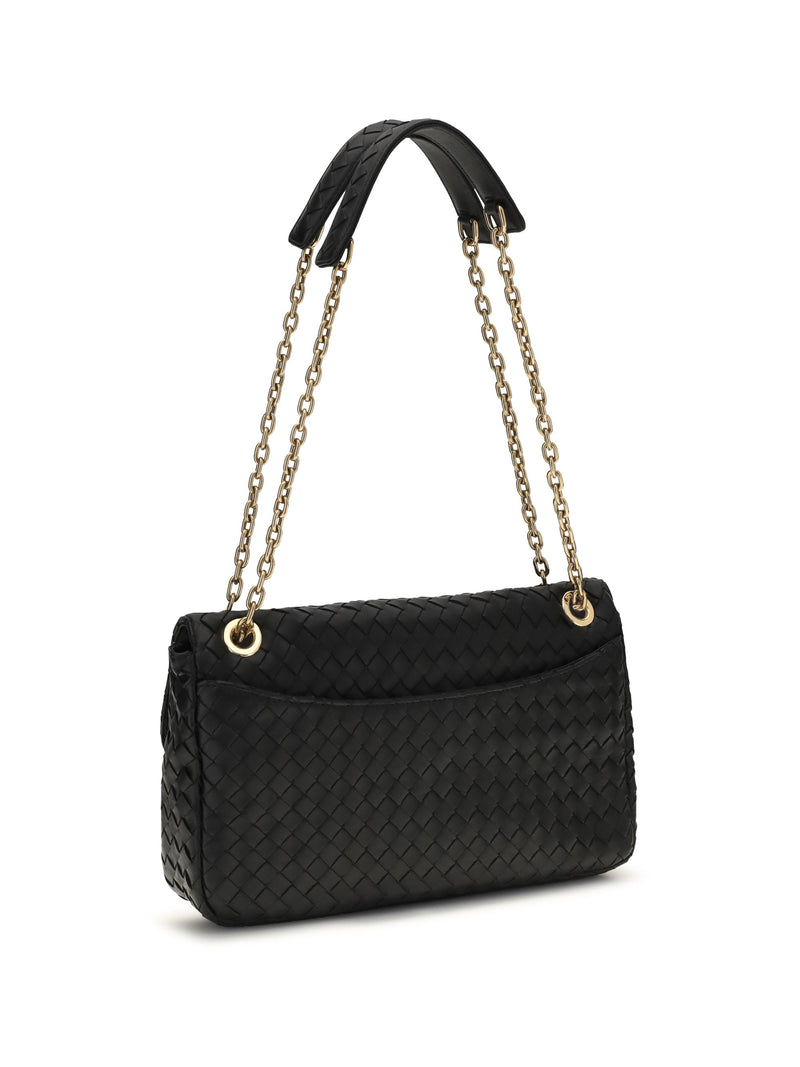Bottega Veneta Intreccio Shoulder Bag — Black Lamb Leather