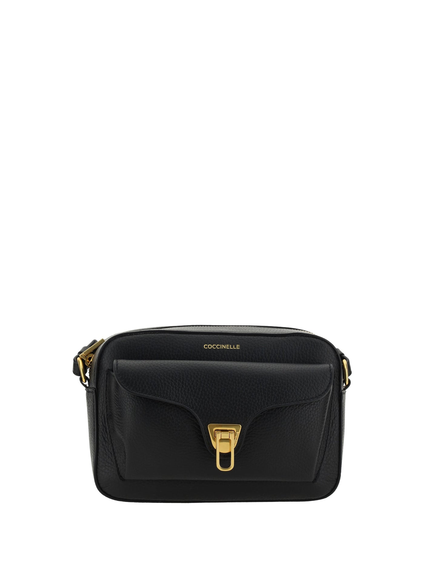 Coccinelle Shoulder Bag — Black Calf Leather Bos Taurus