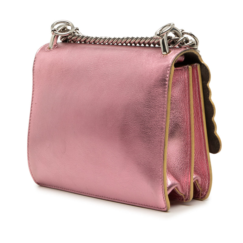 Small Metallic Scalloped Leather Studded Pearl Kan I Crossbody - Image 2