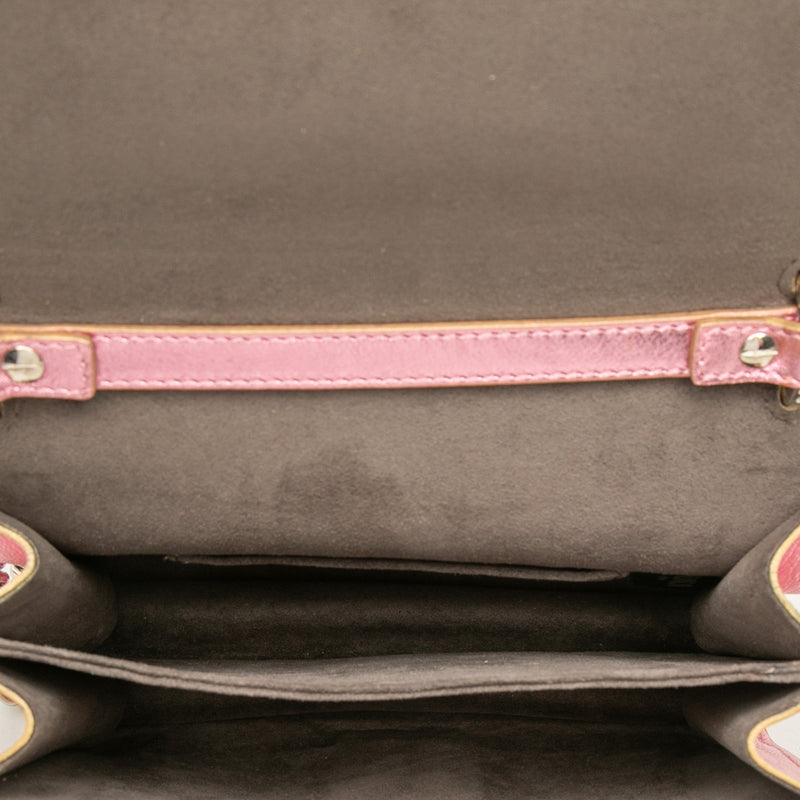 Small Metallic Scalloped Leather Studded Pearl Kan I Crossbody - Image 4