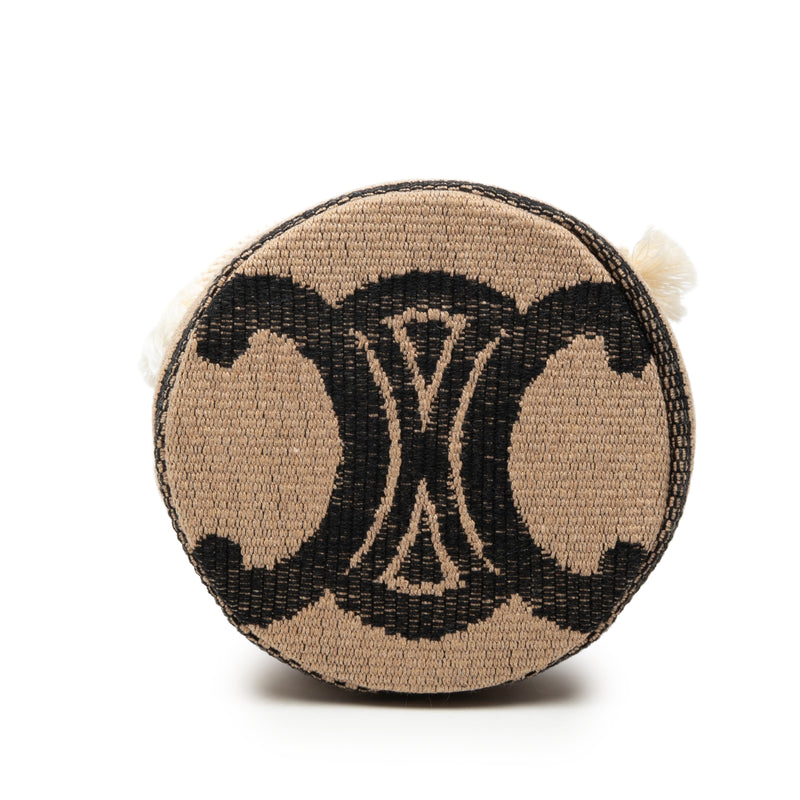 Small Triomphe Raffia Drawstring Bucket Bag - Image 3