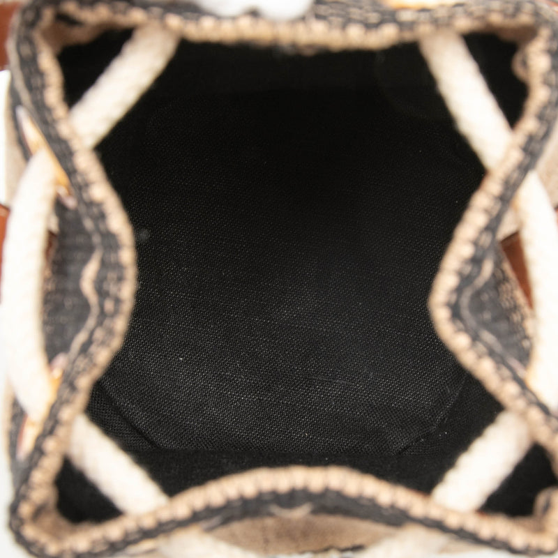 Small Triomphe Raffia Drawstring Bucket Bag - Image 4