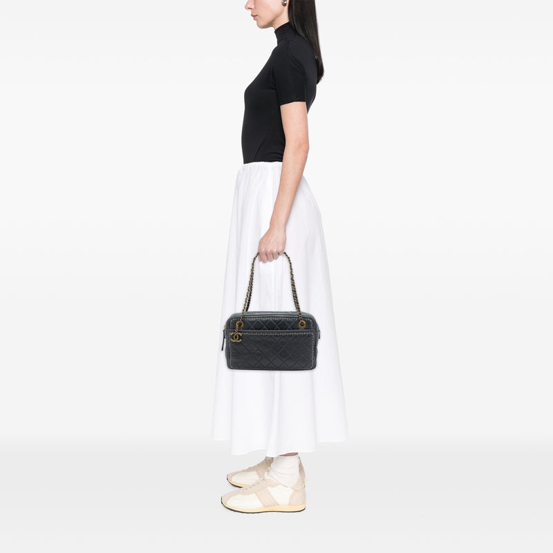 CC Quilted Iridescent Calfskin Whipstitch Camera Bag - Image 6