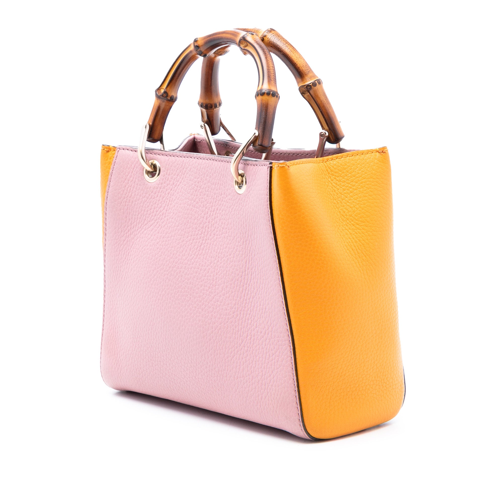 Mini Bicolor Calfskin Bamboo Shopper Satchel - Image 2