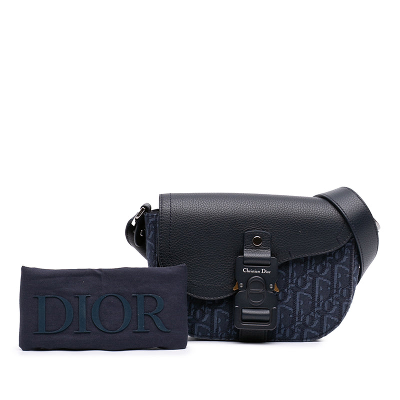Mini Oblique Canvas Saddle Buckle Messenger Bag - Image 7