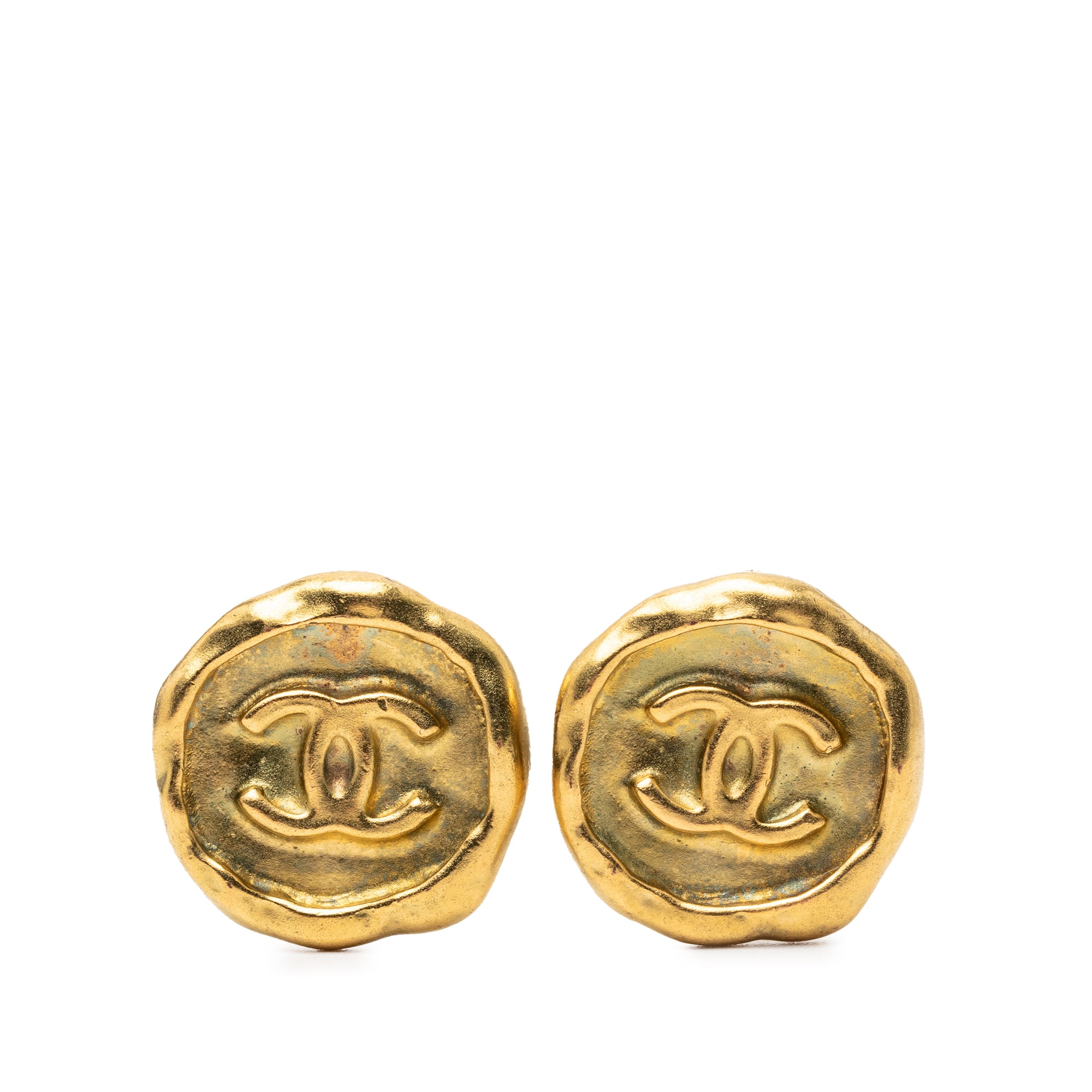 CC Gold Plated Round Clip On Earrings - Image 1