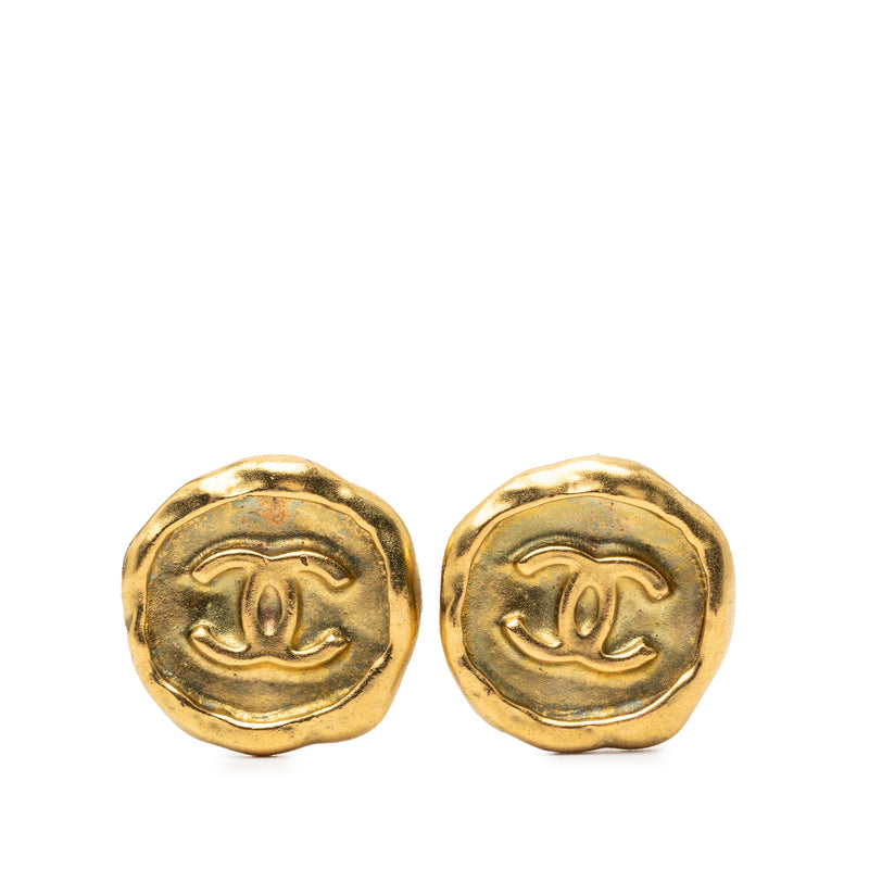 CC Gold Plated Round Clip On Earrings