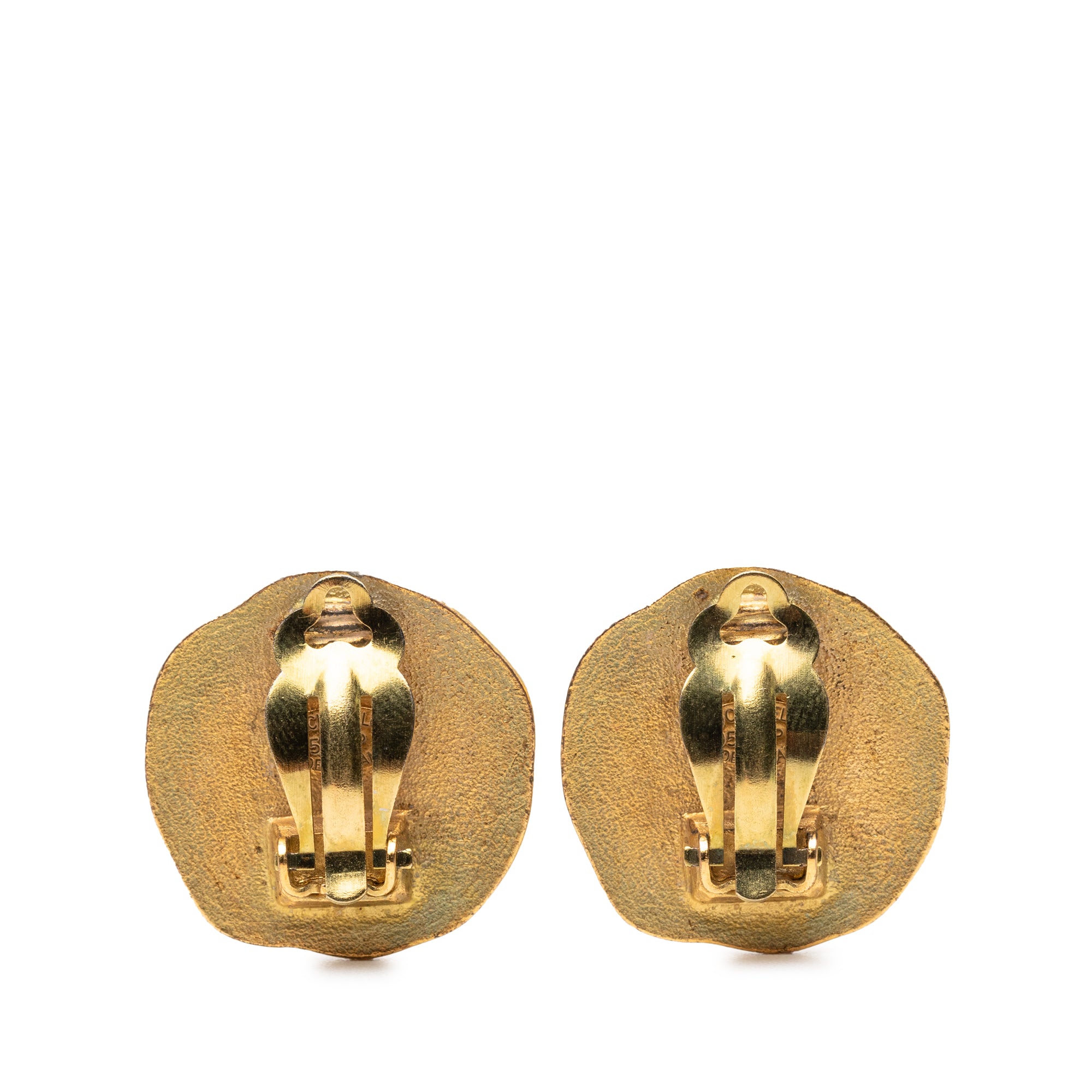 CC Gold Plated Round Clip On Earrings - Image 2