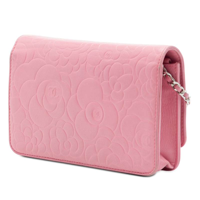 CC Embossed Lambskin Camellia Wallet On Chain - Image 2