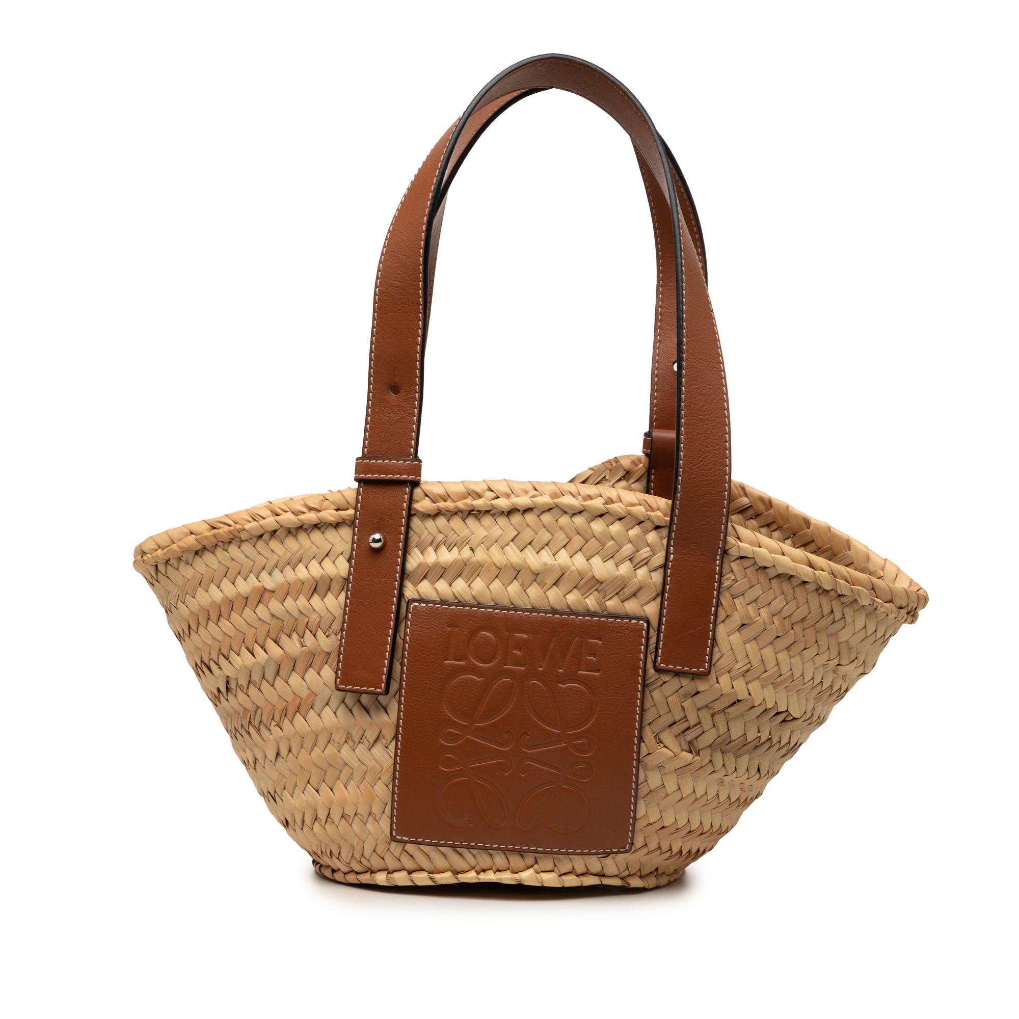 Small Raffia Anagram Basket Tote - Image 1