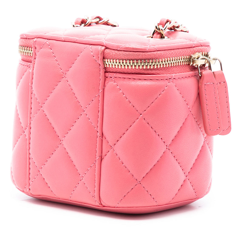 Mini Quilted Lambskin Top Handle Vanity Case With Chain - Image 2