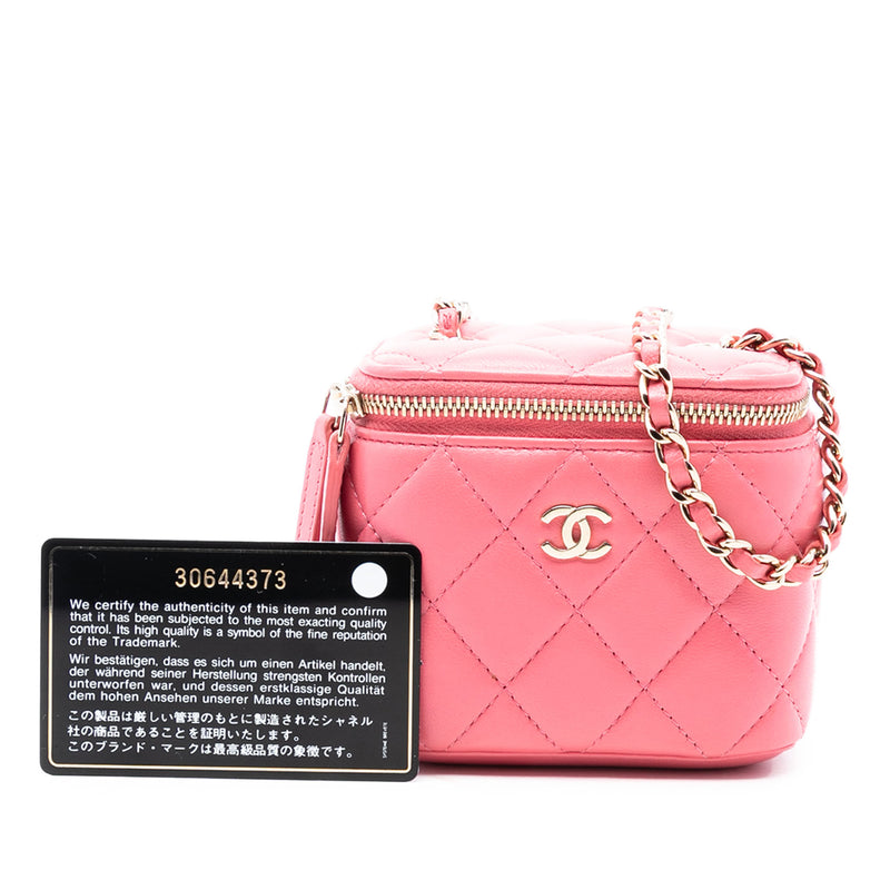 Mini Quilted Lambskin Top Handle Vanity Case With Chain - Image 9