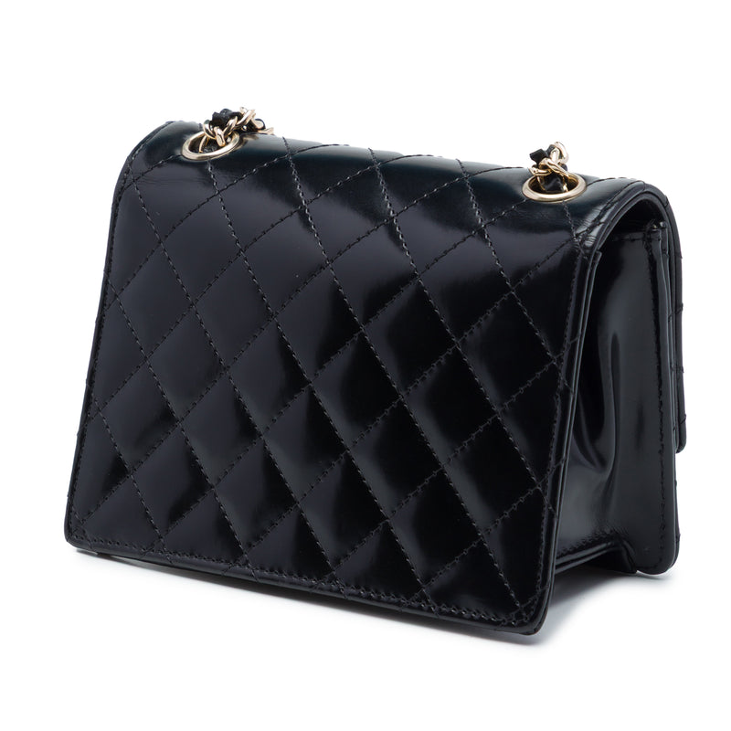 Micro CC Quilted Shiny Calfskin Single Flap - Image 2
