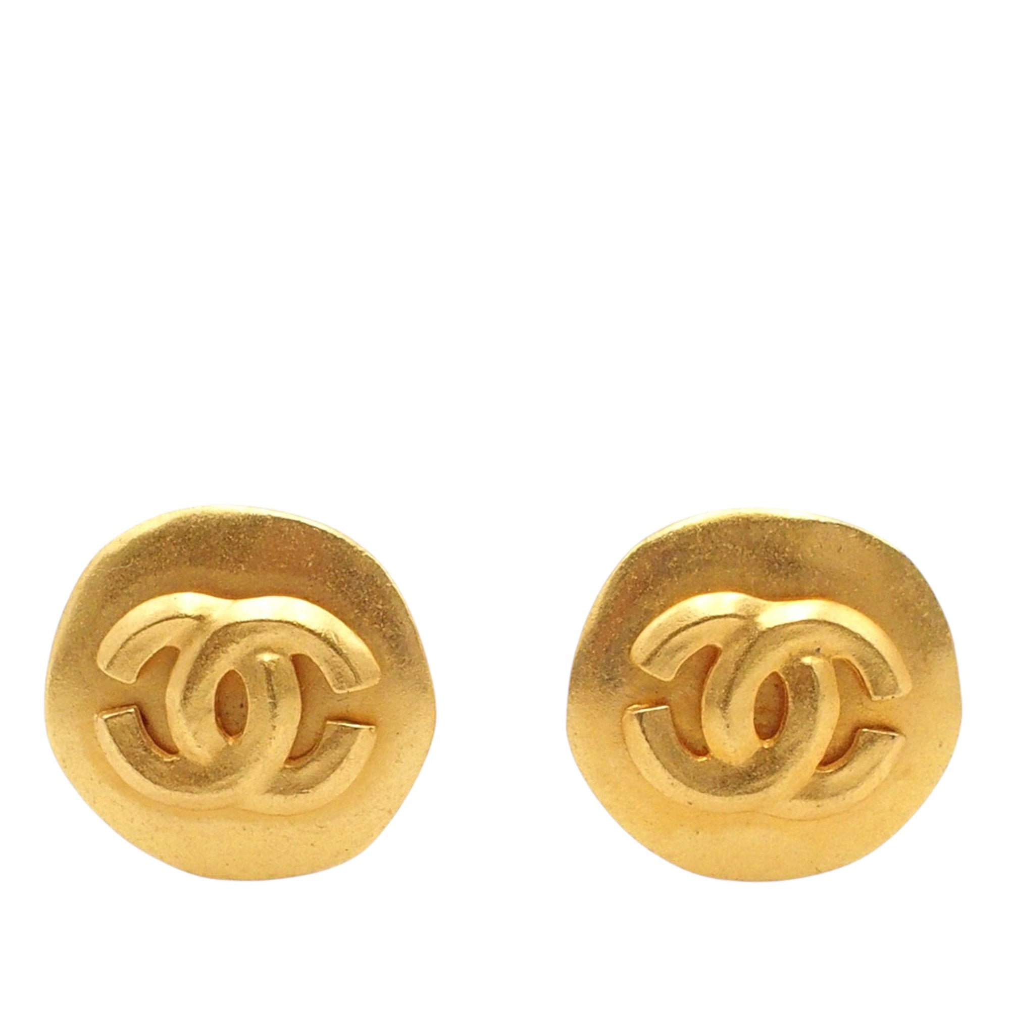 CC Gold Plated Round Clip On Earrings - Image 1
