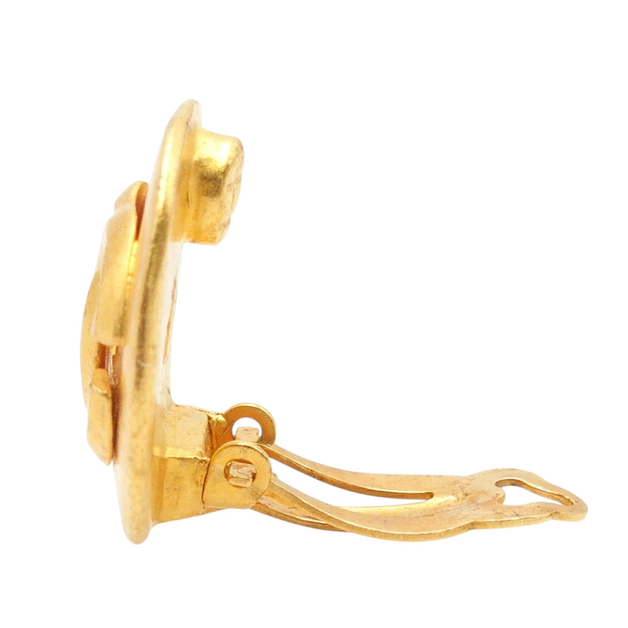 CC Gold Plated Round Clip On Earrings - Image 3