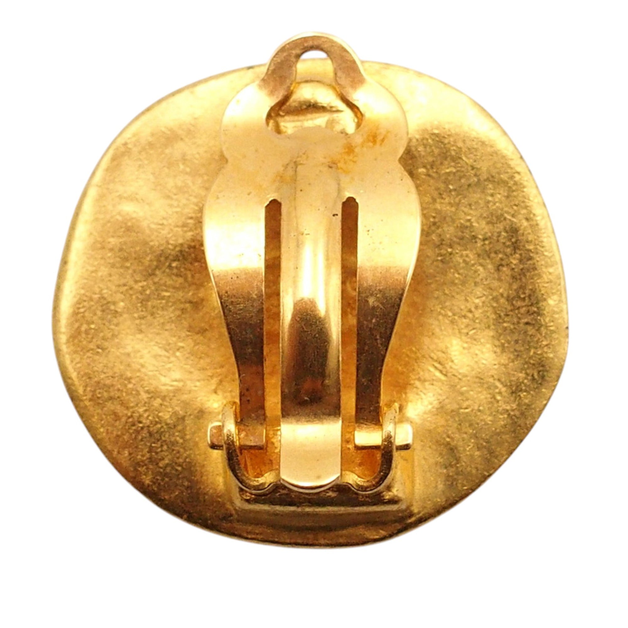 CC Gold Plated Round Clip On Earrings - Image 4