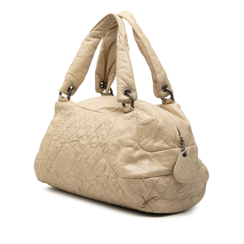 CC Quilted Aged Calfskin Coco Rider Bowling Bag - Image 2