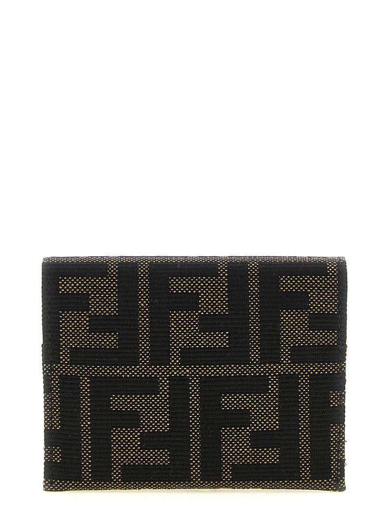 Fendi Ff Zucca Jacquard Card Case — Black Fabric Cases