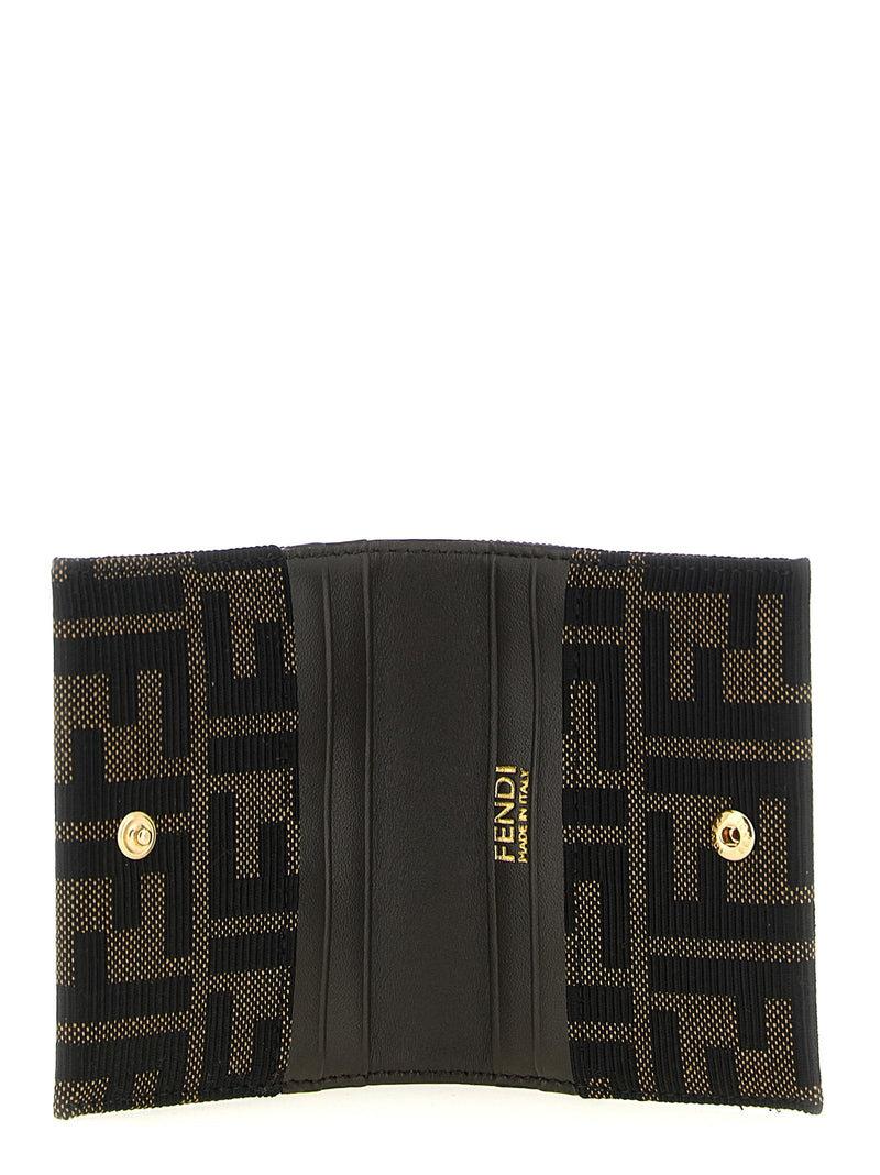 Fendi Ff Zucca Jacquard Card Case — Black Fabric Cases