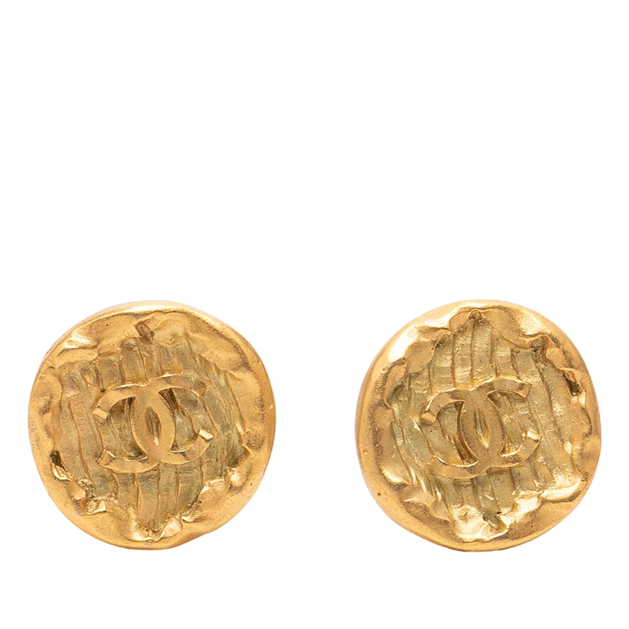 CC Gold Plated Round Clip On Earrings - Image 1