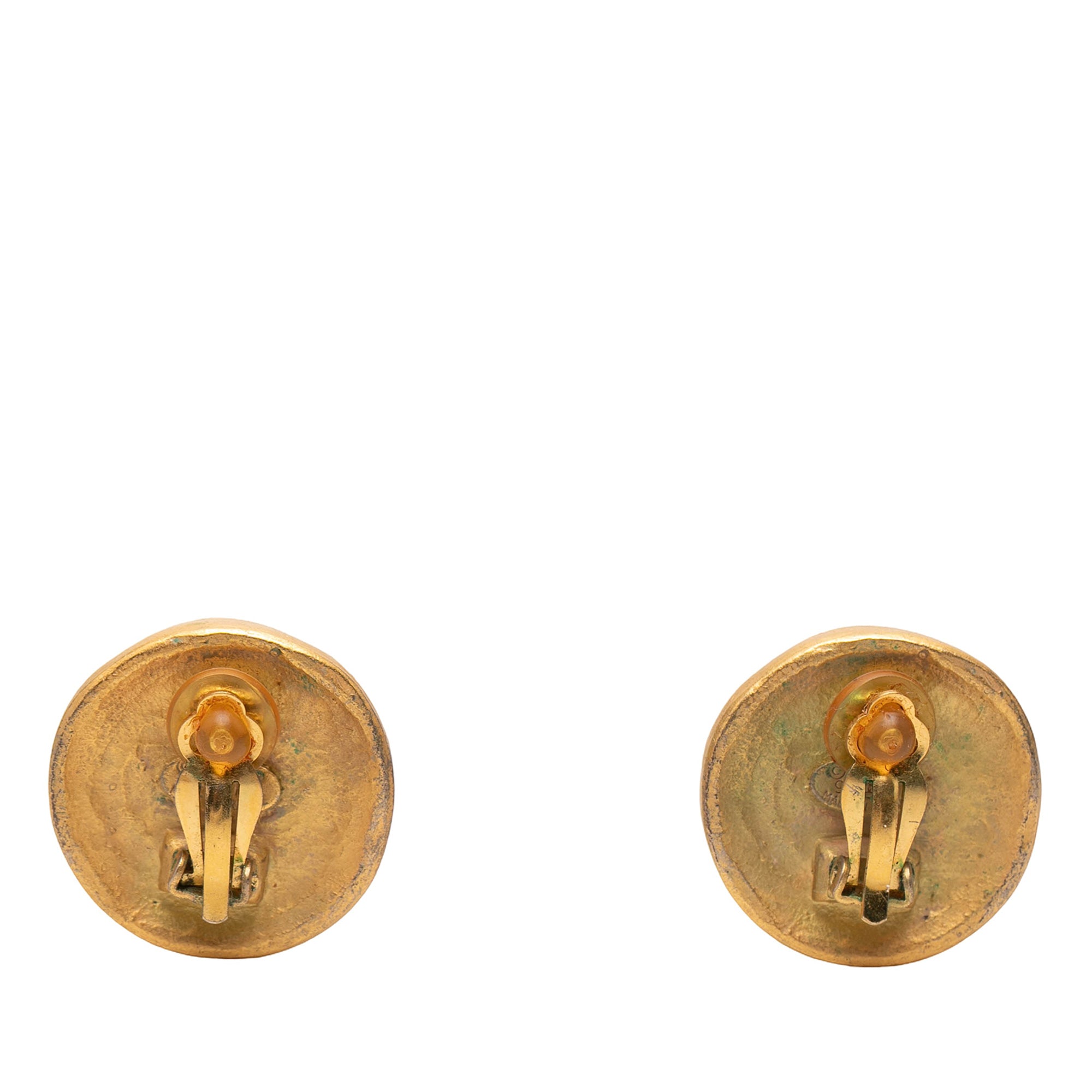 CC Gold Plated Round Clip On Earrings - Image 2