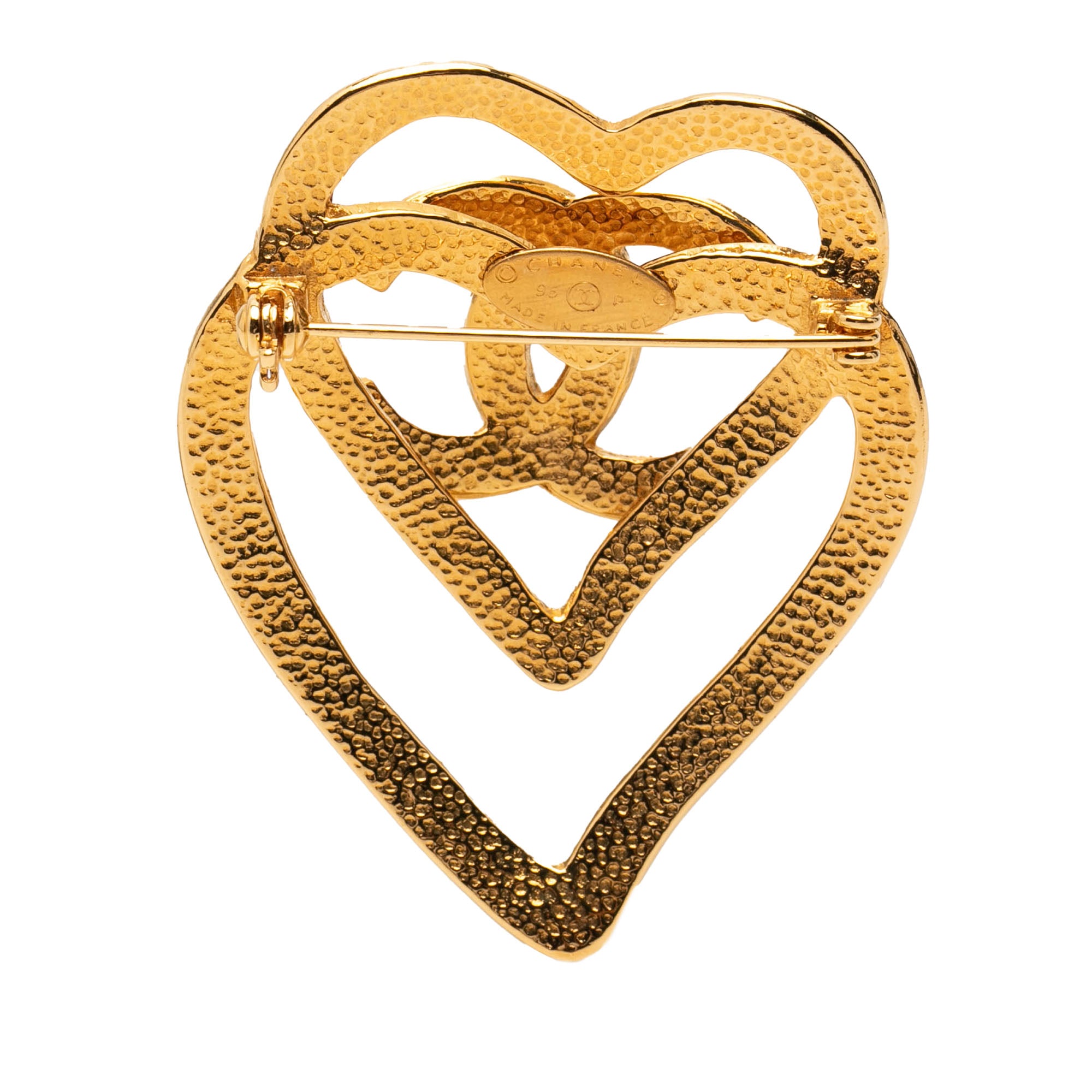CC Gold Plated Double Heart Brooch - Image 2