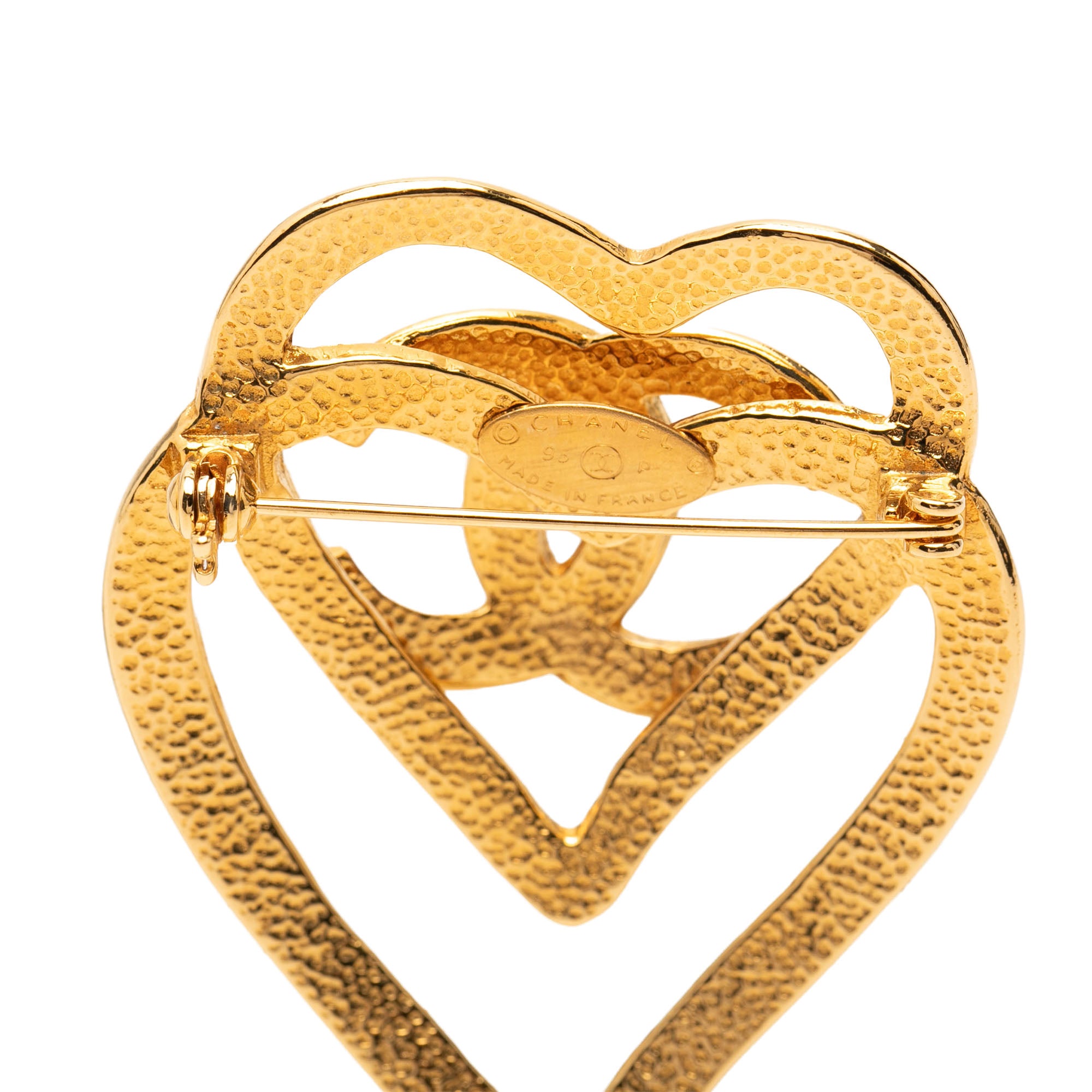 CC Gold Plated Double Heart Brooch - Image 3