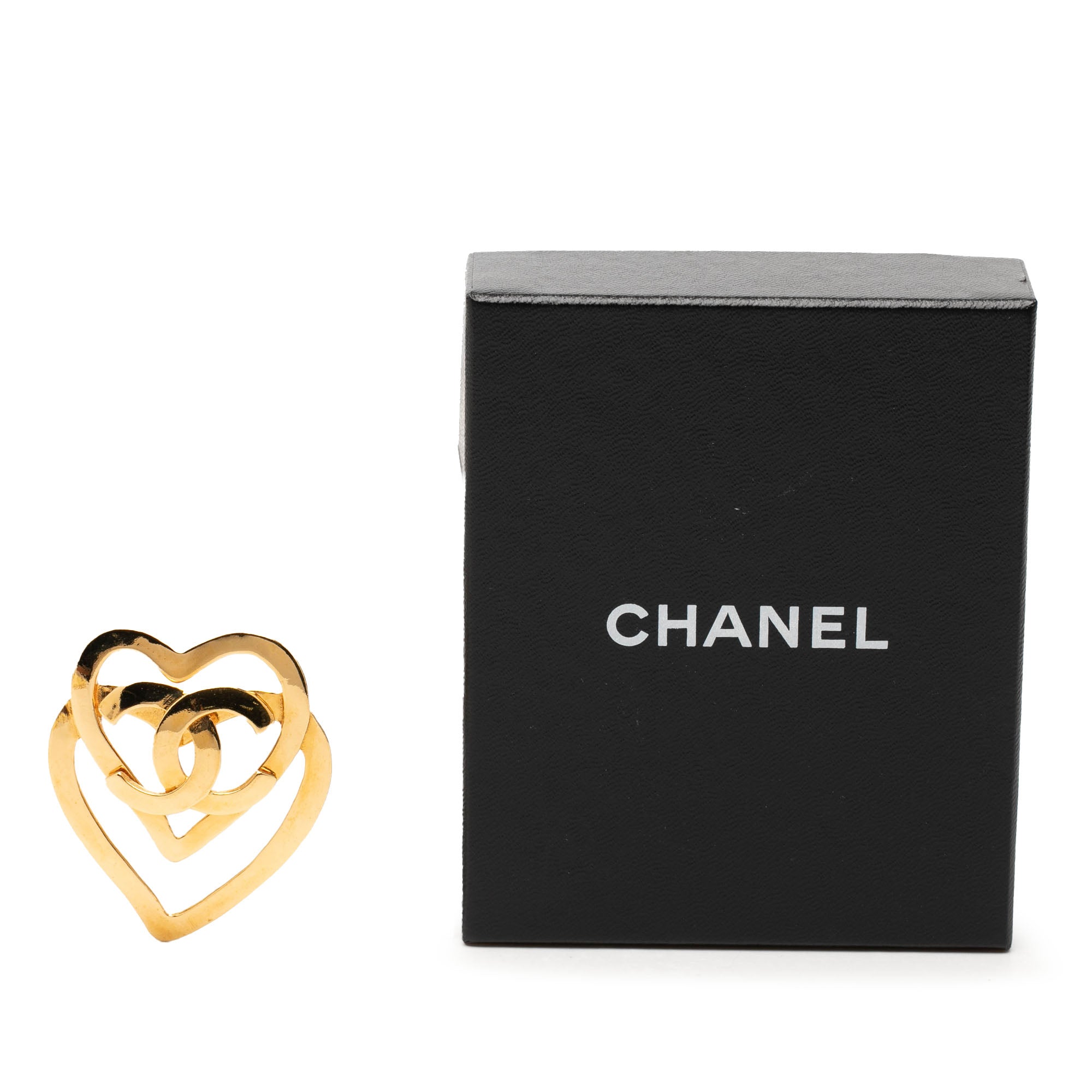 CC Gold Plated Double Heart Brooch - Image 4