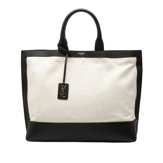 Bicolor Canvas and Leather Cabas Tote - Image 1