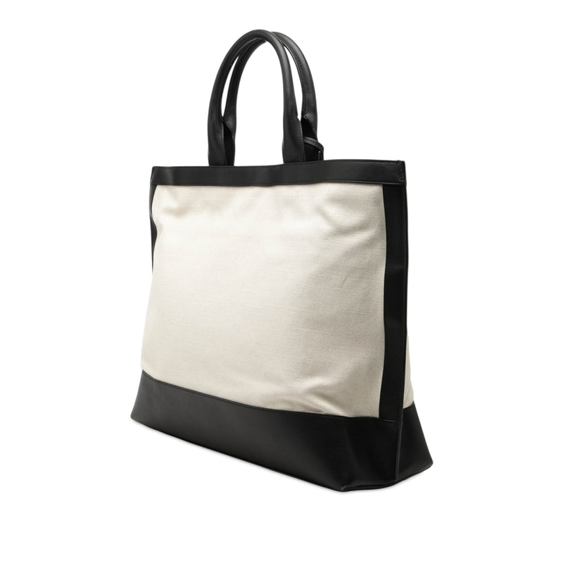 Bicolor Canvas and Leather Cabas Tote - Image 2