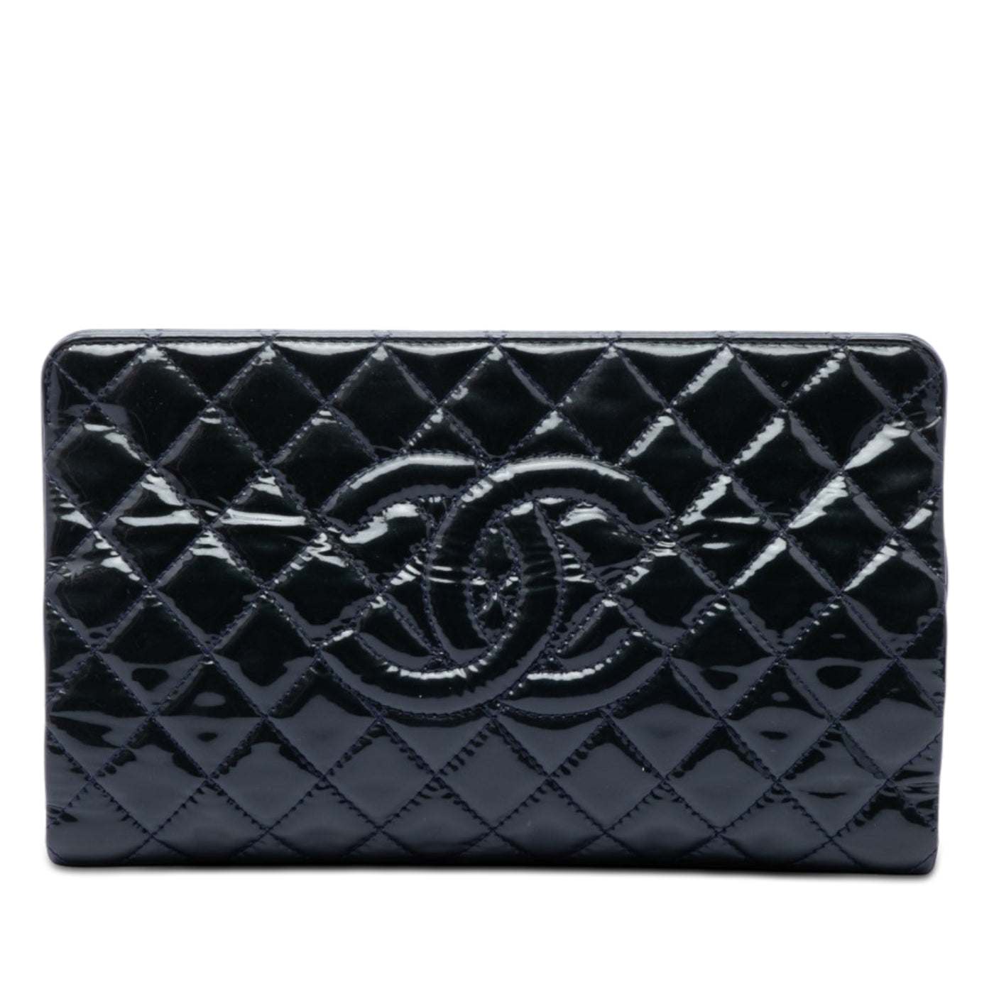 CC Quilted Patent Timeless Clutch - Image 1
