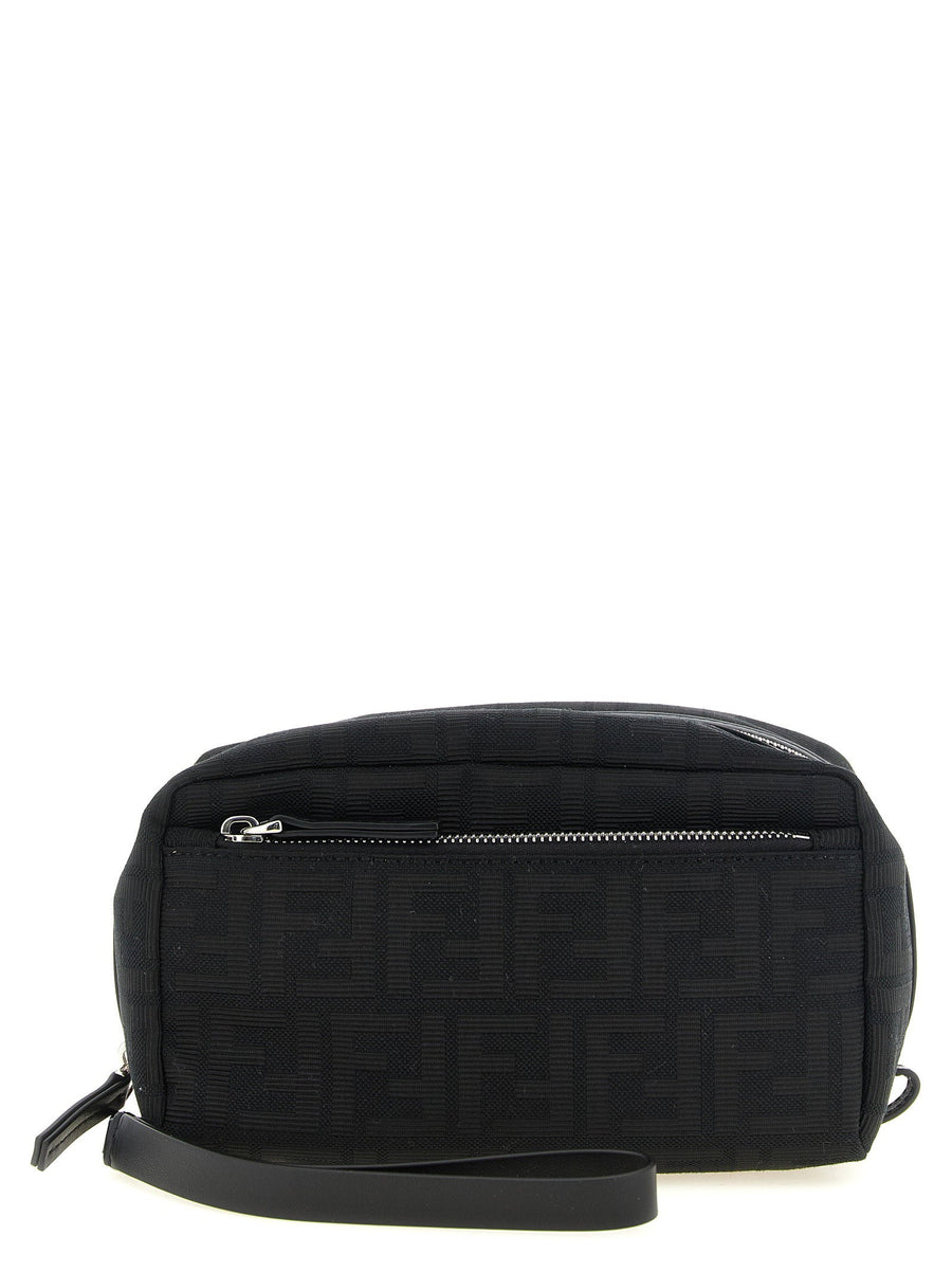 Fendi Travel Wallet — Black Ff Zucca Jacquard Fabric