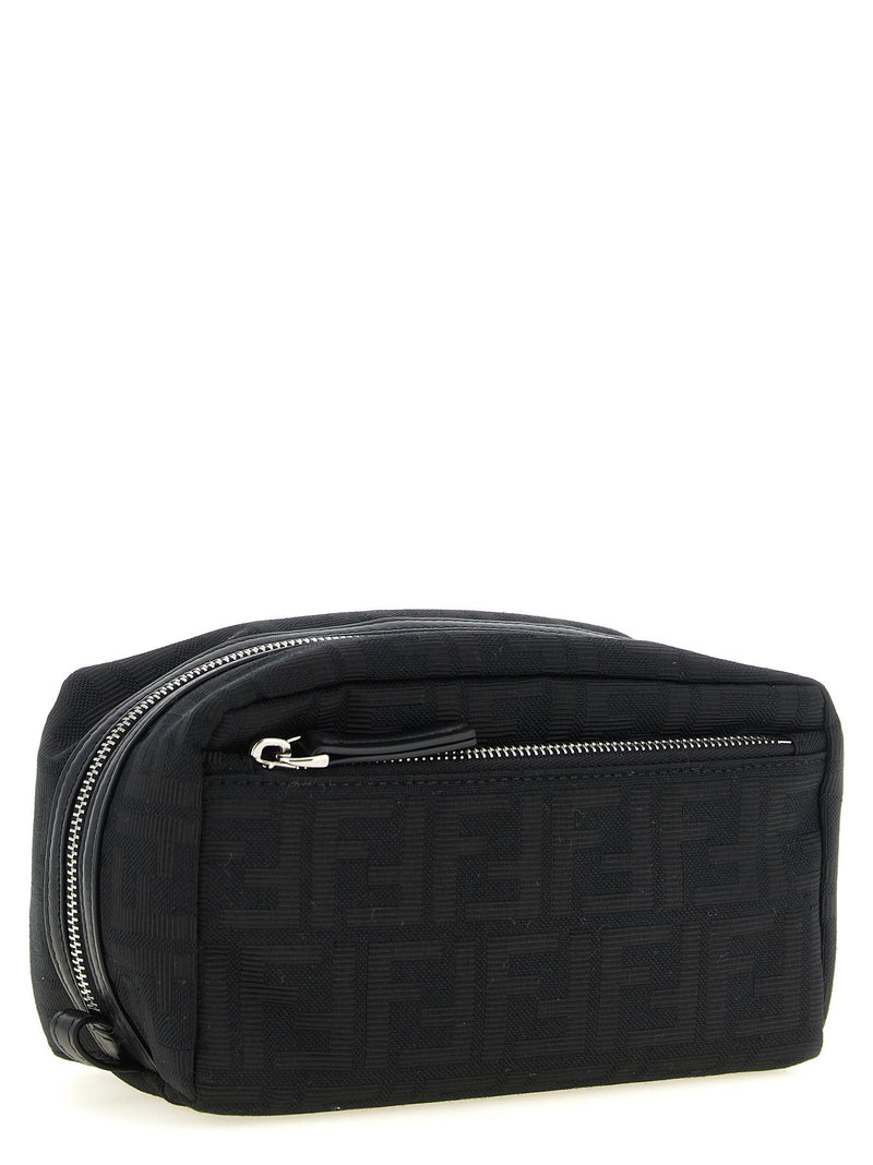Fendi Travel Wallet — Black Ff Zucca Jacquard Fabric