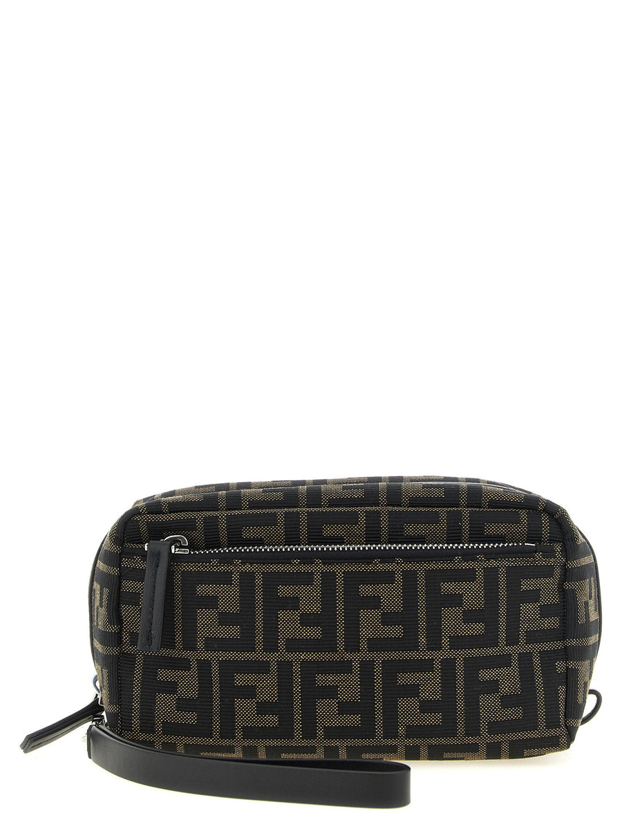 Fendi Ff Zucca Jacquard Travel Wallet — Black Fabric