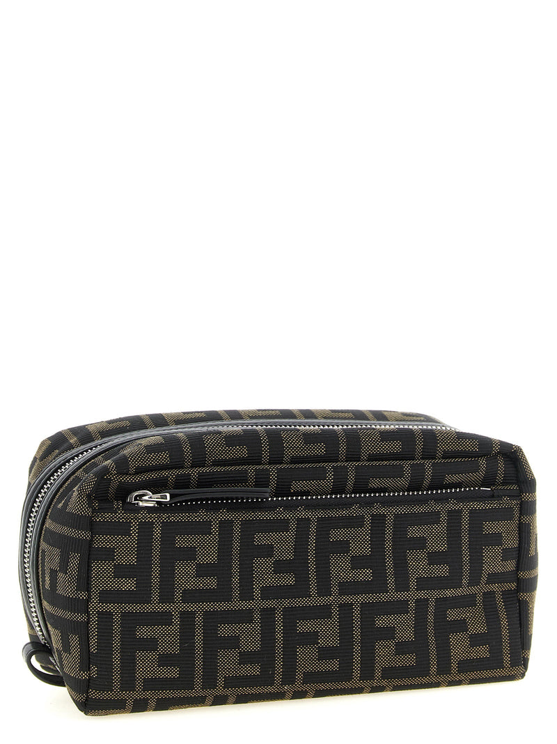 Fendi Ff Zucca Jacquard Travel Wallet — Black Fabric