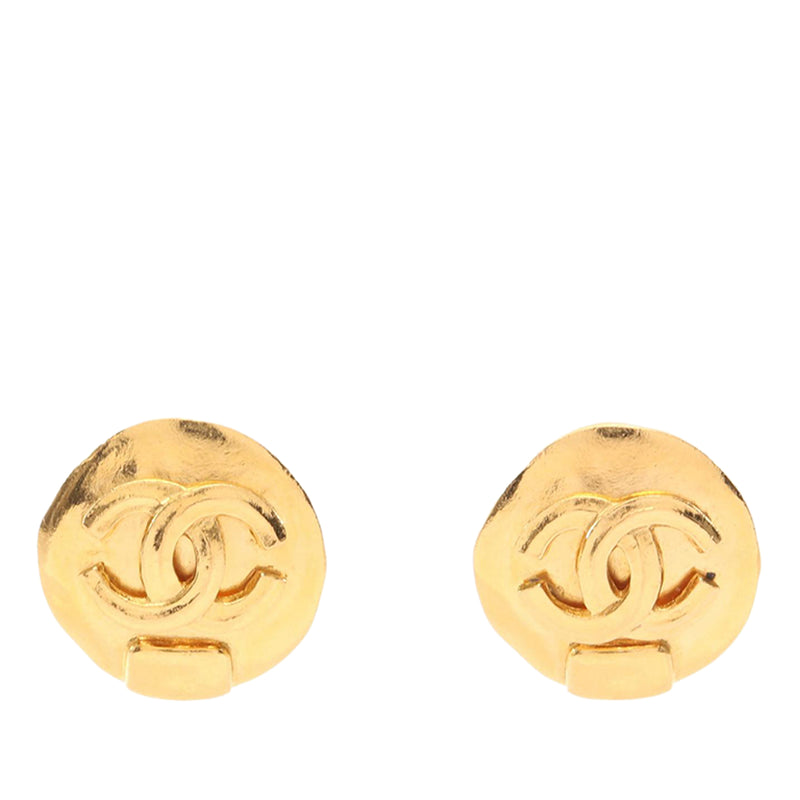 CC Gold Plated Round Clip On Earrings