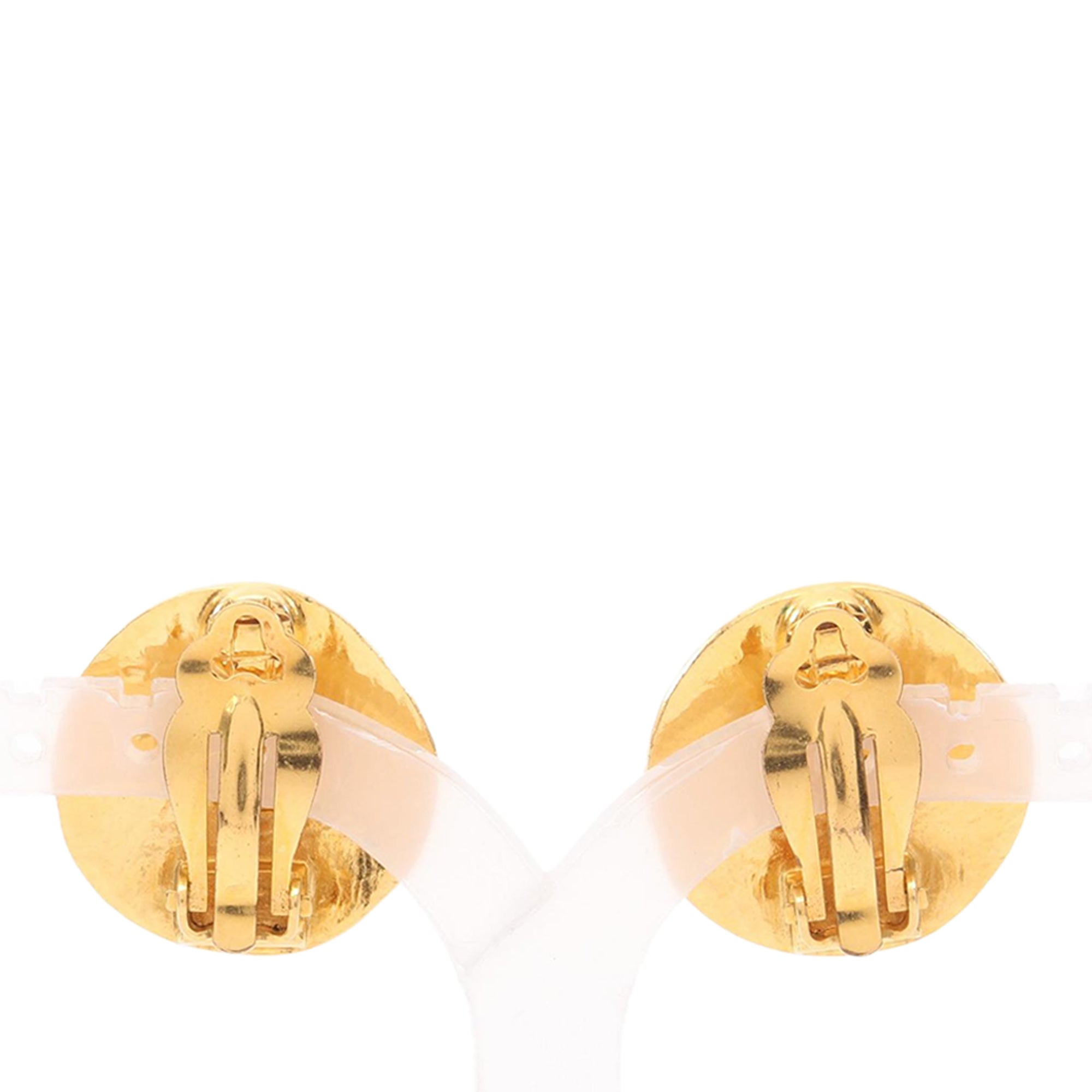 CC Gold Plated Round Clip On Earrings - Image 2