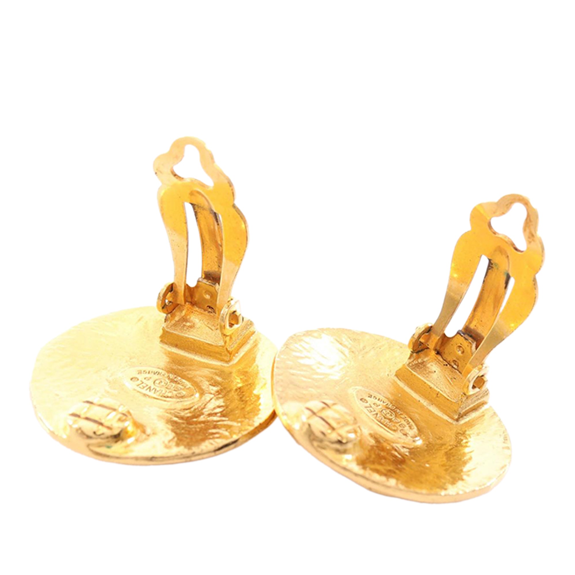 CC Gold Plated Round Clip On Earrings - Image 3