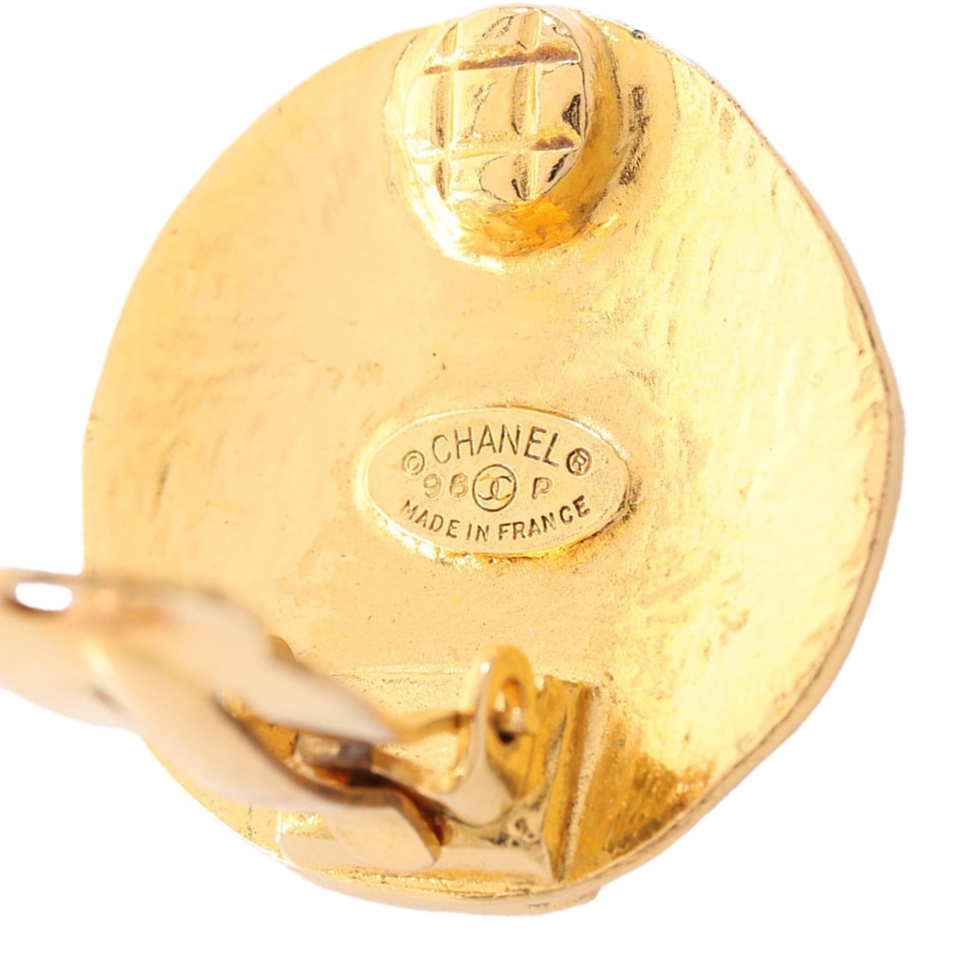 CC Gold Plated Round Clip On Earrings - Image 4