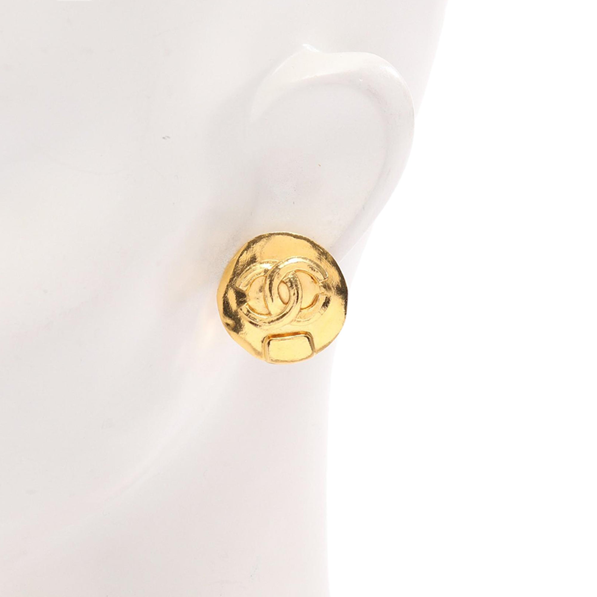 CC Gold Plated Round Clip On Earrings - Image 5
