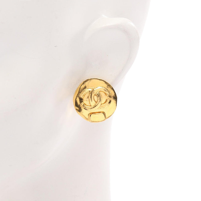 CC Gold Plated Round Clip On Earrings - Image 5