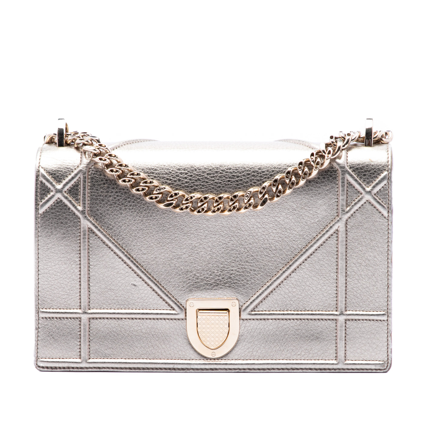 Medium Metallic Calfskin Diorama Flap - Image 1